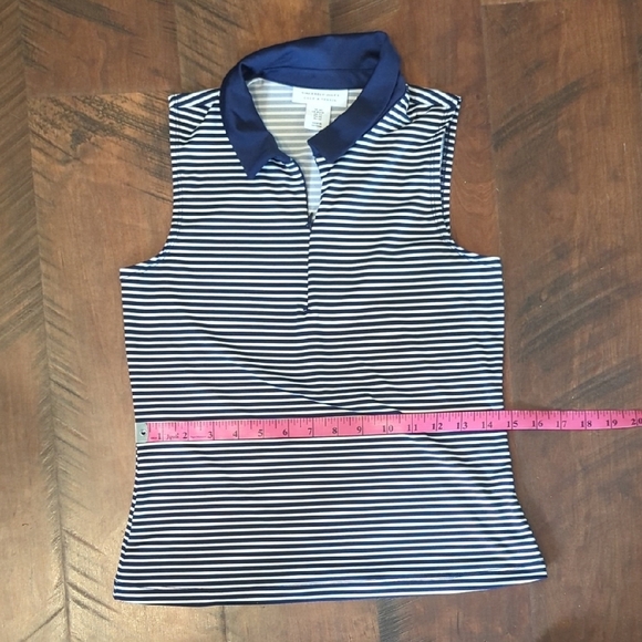Sincerely Jules Navy and White Striped Sleeveless Polo Top, US XS - Picture 7 of 8
